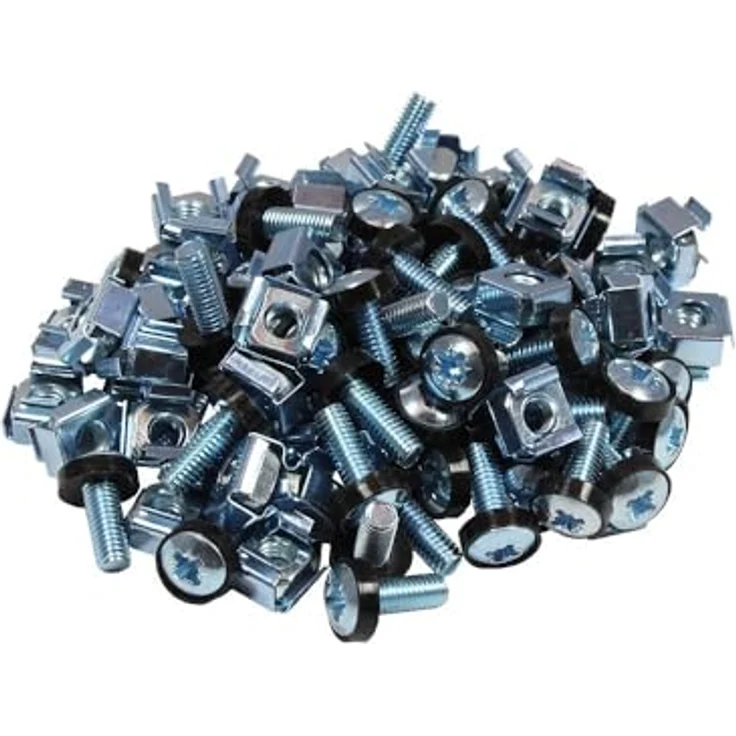 GOOD CONNECTIONS Wandgehäuse, Befestigungssatz M6 für 10" und 19" Komponenten, 50x Linsenkopfschrauben und Käfigmutter, Silber/Schwarz – Bild 3