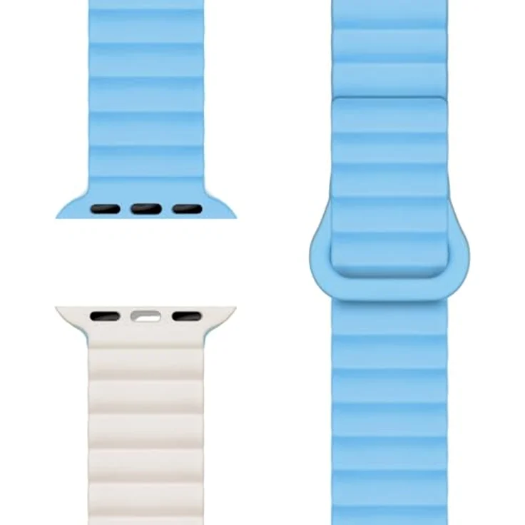 NALIA Core Magnet Armband für Apple Watch Ultra/SE/10/9/8/7/6/5/4/3/2/1, Atmungsaktives Silikon Loop Sportarmband in Froststern, 42/44/45/46/49mm, Rillendesign – Bild 1