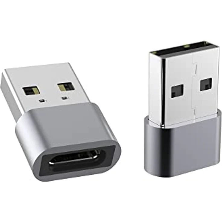 PremiumCord Adapter USB-C auf USB 2.0 A, Buchse auf Stecker, 480 Mbit/s, Aluminium, Farbe: Space Grau – Bild 2