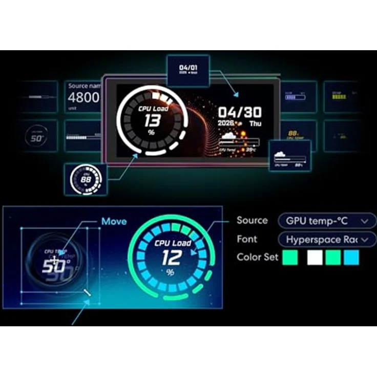 Lian Li HydroShift II OLED Curved 360, AiO-Wasserkühlung mit gebogenem 120-mm-OLED-Display und UNI FAN P28, Schwarz – Bild 8