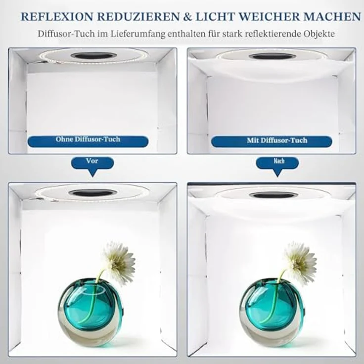 PULUZ Licht Box 40x40cm, Photo Studio Set mit 160 dimmbaren LED, 3 Farbtemperaturen 3200-6500K & 12 Farbhintergründen für Produktefotografie – Bild 3