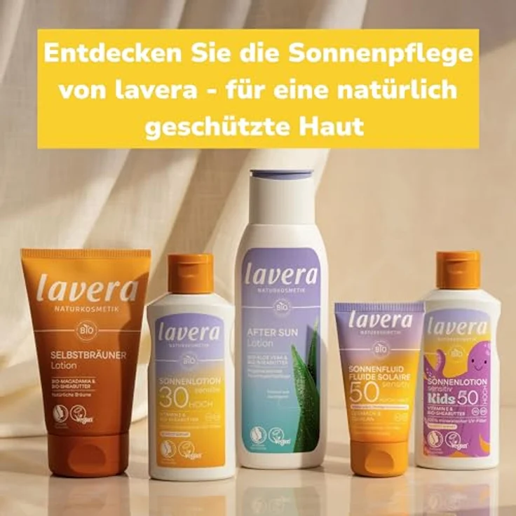 lavera Sonnenlotion Sensitiv LSF 30, Sonnencreme ohne chemische UV-Filter für sensible Haut, vegan, wasserfest, 100 ml – Bild 5