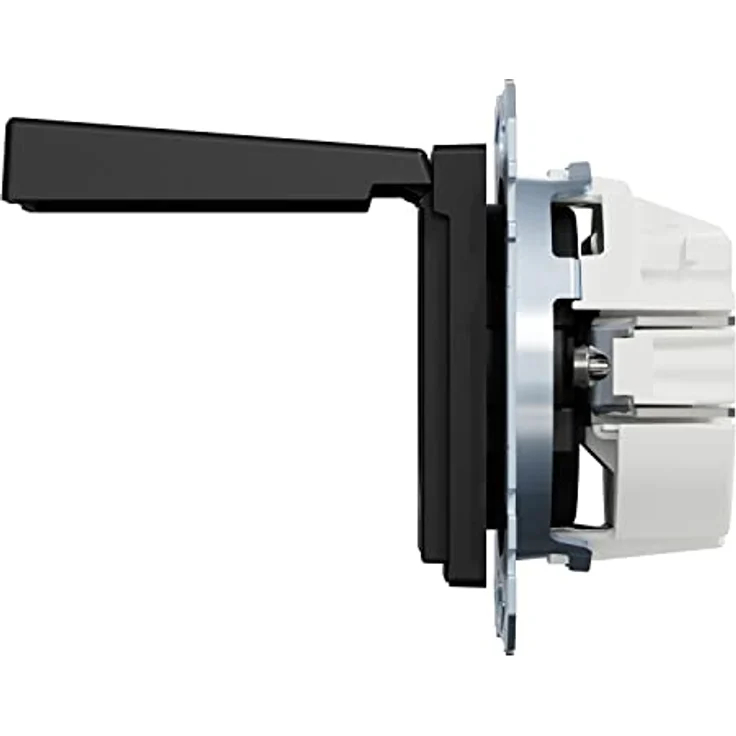 Merten - SCHUKO-Steckdose mit Klappdeckel, Steckklemmen, Schwarz Matt, System M, MEG2311-0403, Schutzkontaktsteckdose – Bild 5