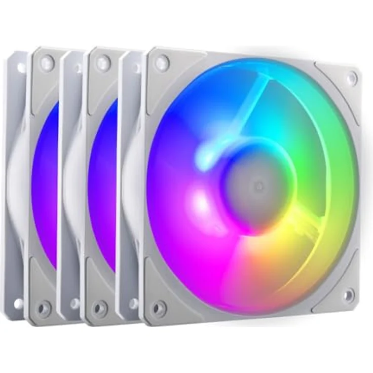 Cooler Master Mobius 120P ARGB 3-Pack White, 120 mm PC Lüfter mit innovativem Ringblatt-Design und A1 Mini-LED-Controller – Bild 3