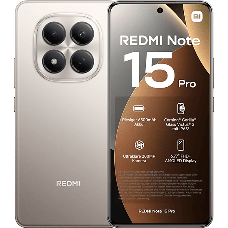 XIAOMI REDMI Note 15 Pro, Smartphone mit 256 GB Speicher, Titanfarbe, Dual SIM, 8 GB RAM