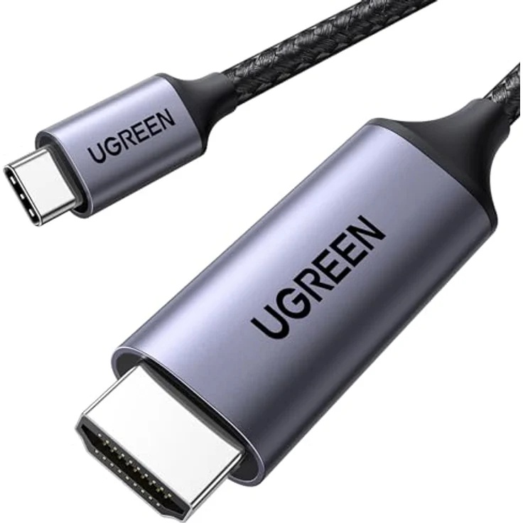 UGREEN USB C auf HDMI Kabel 4K 60Hz, 2m, Thunderbolt 3/USB C 3.1, geflochten Aluminium, kompatibel mit iPhone 17, MacBook Pro 2021, iPad Pro/Air, Galaxy S23 Ultra – Bild 1