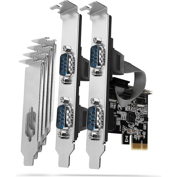 Axagon PCEA-PSN PCIe-Adapter mit 4x Seriell-Ports, ASIX AX99100 Chipsatz, Kompatibel mit Windows und Linux, max. Übertragungsgeschwindigkeit 250 kBd – Bild 1
