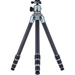 Rollei Lion Rock Pro Carbon-Stativ inkl. Stativkopf – Ultraleicht, Hohe Tragkraft 20 kg, Verstellbare Höhe bis 147,5 cm, Kompaktes Packmaß, Wechselbare Spikes, Carbon, Schwarz