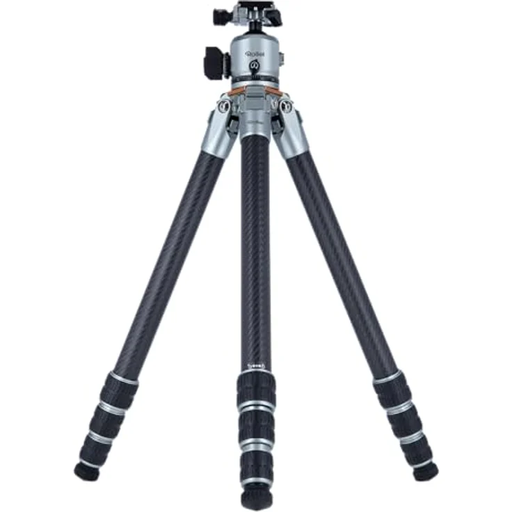 Rollei Lion Rock Pro Carbon-Stativ inkl. Stativkopf – Ultraleicht, Hohe Tragkraft 20 kg, Verstellbare Höhe bis 147,5 cm, Kompaktes Packmaß, Wechselbare Spikes, Carbon, Schwarz – Bild 1