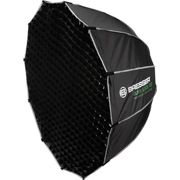 Bresser Quick Lock 120 Deep Parabolic Softbox, Parabolische Softbox mit Grid und Bowens Anschluss, Ideal für Produkt- und Beautyfotografie