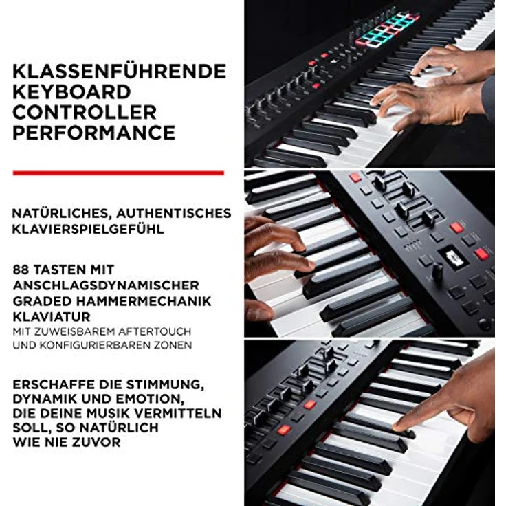 M-Audio Hammer 88 Pro – USB MIDI Keyboard Controller mit 88 gewichteten Hammermechanik-Tasten, Beat Pads, MIDI-zuweisbaren Kontrollen und Software – Bild 2