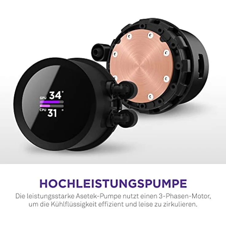 NZXT Kraken 240 RGB - RL-KR240-B1-240mm AIO CPU Wasserkühlung - 1,54" LCD Display 240x240-2x120mm RGB Core Fans - EIN Breakoutkabel zur einfachen Installation - anpassbar durch NZXT CAM - Schwarz – Bild 4
