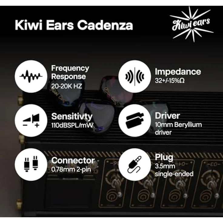 LINSOUL Kiwi Ears Cadenza, 10mm Beryllium Dynamischer Treiber IEM mit 3D-Druck und abnehmbarem 0.78 2pin 3.5mm Kabel, Blau – Bild 3