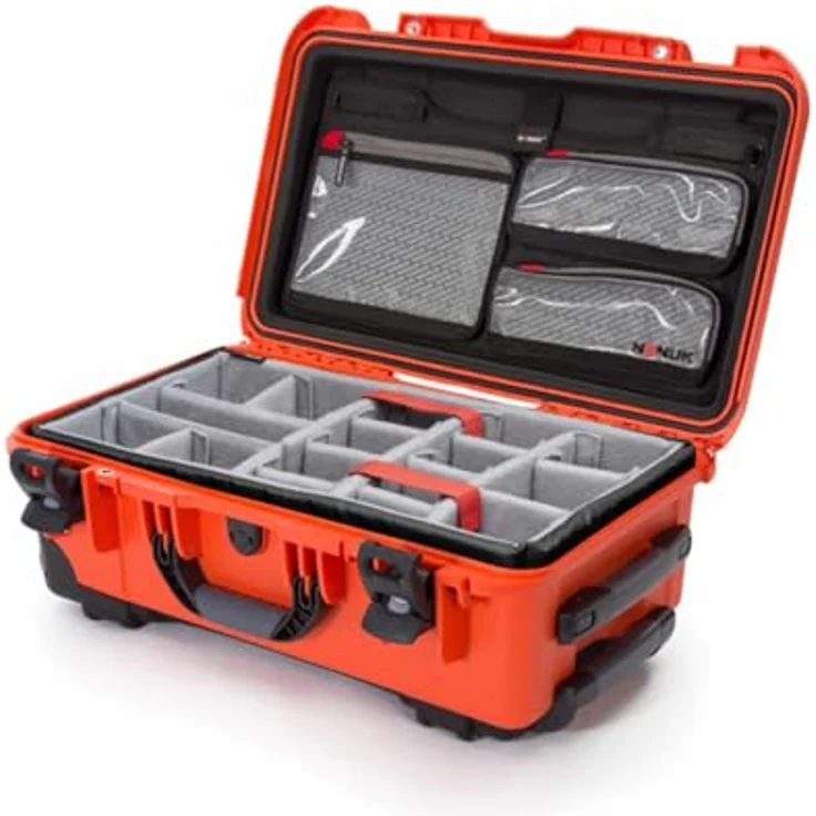 Nanuk 935 Hartschalenkoffer mit Rädern, wasserdicht, Gepolsterte Trennwand mit Deckel, Orange, 935 – Bild 5