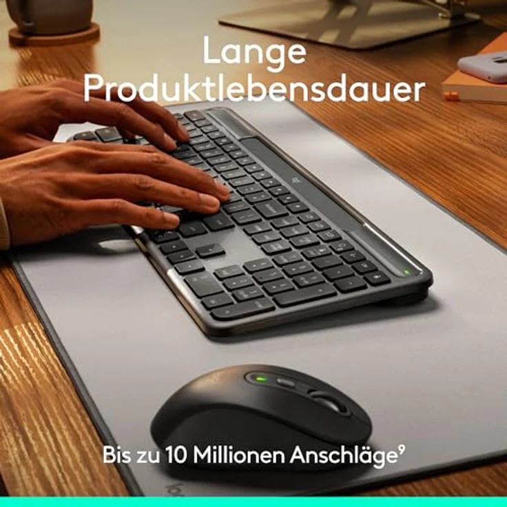Logitech Slim Solar+ Keyboard (DE, kabellos), kompakte Tastatur mit Solarenergieversorgung, Schwarz – Bild 5