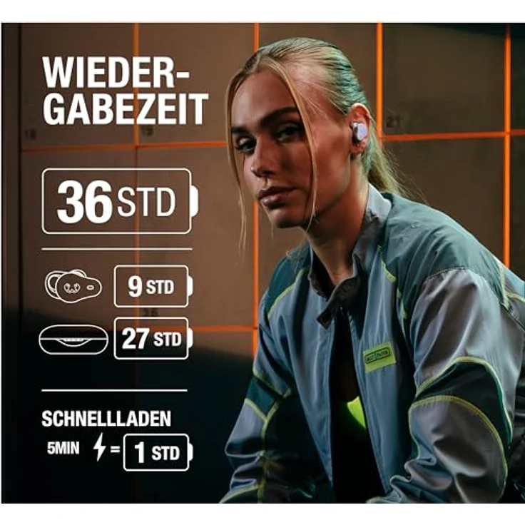 Fresh 'n Rebel Twins Rush, Bluetooth Kopfhörer Sport In-Ear mit Hybrid aktiver Noise Cancelling, IP57 Staub- und Wasserdicht, Ambient-Sound-Modus, eingebautes Mikrofon, Tastensteuerung (Steel Blue) – Bild 2
