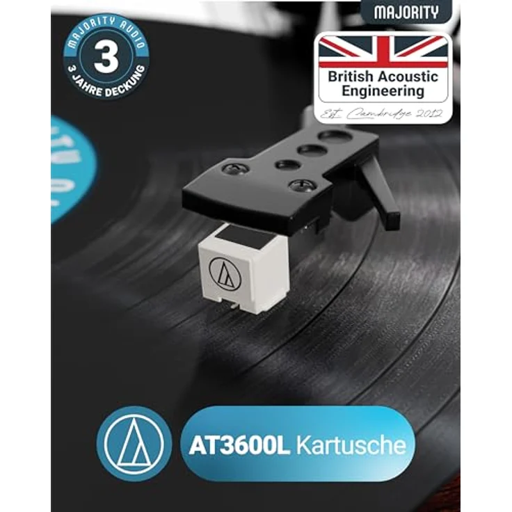 MAJORITY Moto Plattenspieler mit Bluetooth | Vinyl USB-Aufnahme | Retro Design | Slipmat, Schwarz – Bild 3