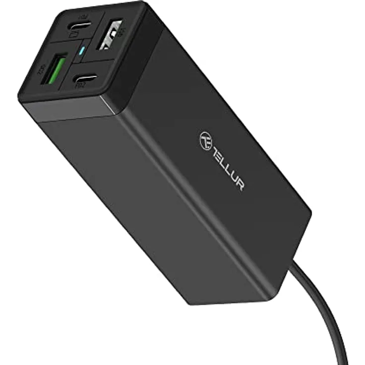 TELLUR PDHC2 Multi Port Schnellladegerät, 65W, 2 x Power Delivery 3.0 Anschlüsse, 2 x QC 3.0 Anschlüsse, Kompatibel mit mit max. 65W USB-C-Notebooks, Tablets und Smartphones, EU, UK und US Adapter