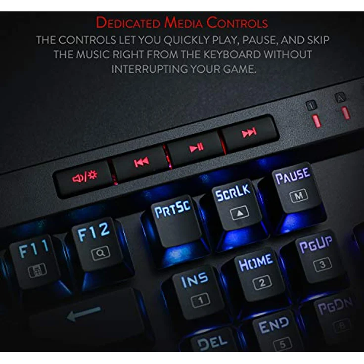 Redragon K580 VATA RGB LED Mechanische Gaming Tastatur mit Hintergrundbeleuchtung 104 Tasten Anti-Ghosting mit Makrotasten und Dedizierten Mediensteuerelementen (Blaue Schalter) – Bild 7