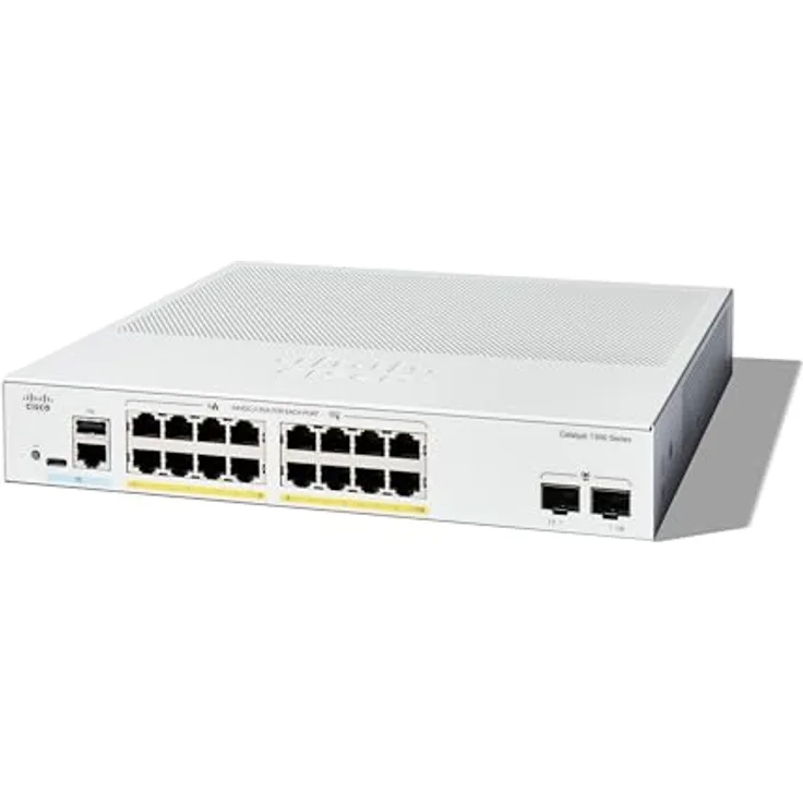 Cisco Catalyst 1300-16P-2G-Managed-Switch, 16-Port-GE, PoE, 2 x 1-GE-SFP, eingeschränkter Lebenszeitschutz (C1300-16P-2G)