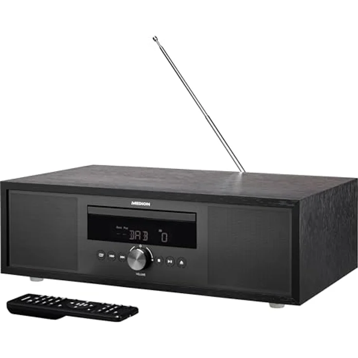 MEDION P64145 All in One Audio System (DAB+, CD, MP3, PLL UKW Radio, USB, Kompaktanlage, Elegantes Design, Weckfunktion, Sleep Einschlafautomatik) anthrazit – Bild 1
