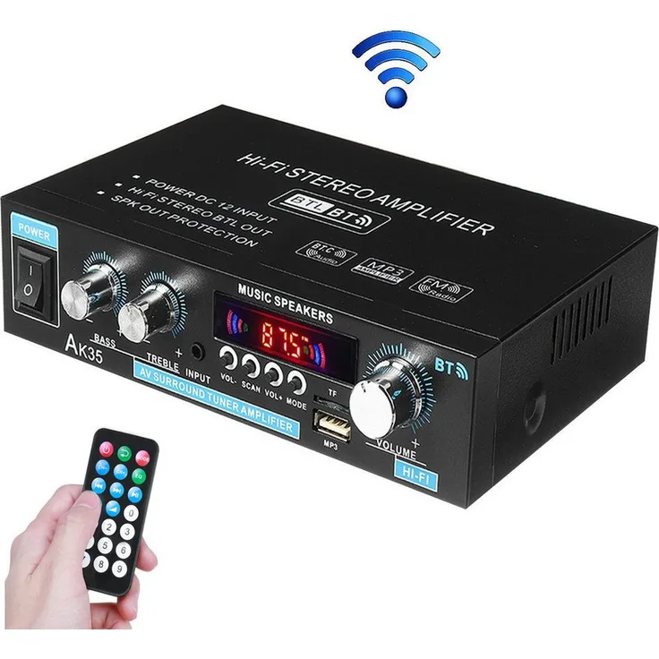 Insma Audioverstärker (2-Kanal 600W Digital Audio bluetooth Verstärker HiFi Stereo Amplifier, Schwarz)