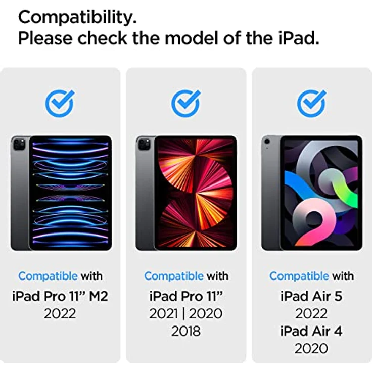 Spigen Glas.tR EZ Fit Schutzglas kompatibel mit iPad Pro 11 Zoll M2 (2022), iPad Pro 11 Zoll (2021/2020/2018), iPad Air 5 (2022), iPad Air 4 (2020), Installationsschablone, Kristallklar, 9H Folie – Bild 2