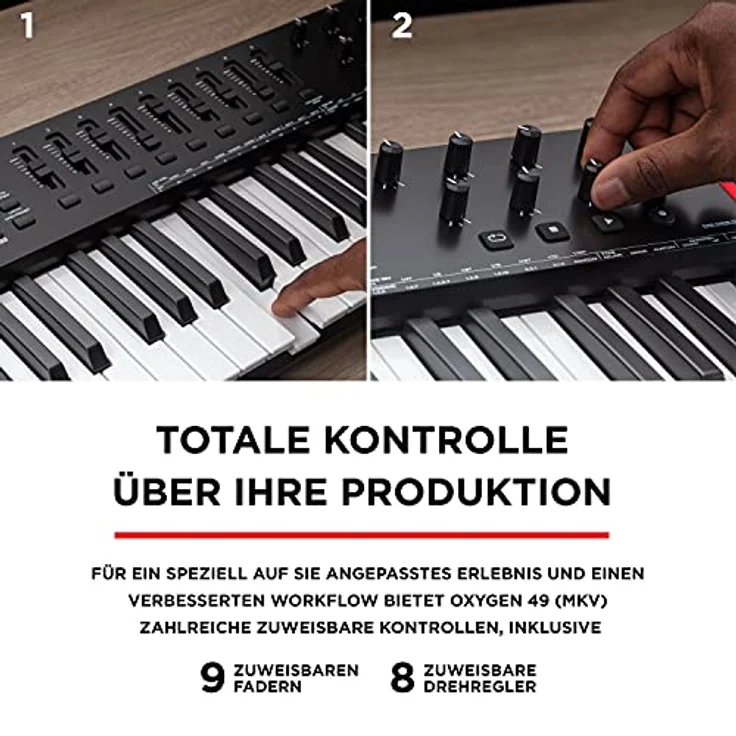 M-Audio Oxygen 49 V – 49-Tasten USB MIDI Keyboard Controller mit Beat Pads, Smart Chord & Scale Modi, Arpeggiator und Softwarepaket inklusive – Bild 4