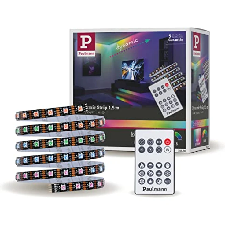 Paulmann 78886 LED Stripe Dynamic 1,5m Dynamic Rainbow RGB IP20 12V DC incl. 1x3 Watt dimmbar Lichtband Weiß Kunststoff – Bild 1