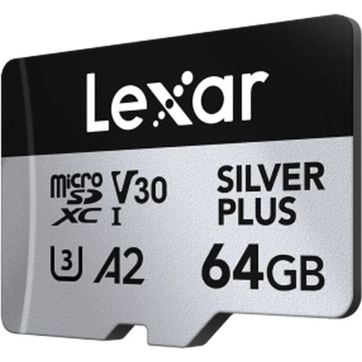 Lexar Professional SILVER PLUS 64 GB MicroSDXC, UHS-I Klasse 3, Lesegeschwindigkeit 205 MB/s, Schwarz/Silber