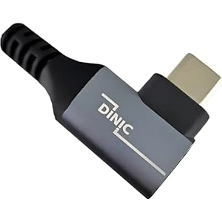 DINIC USB C 4.0 Kabel, 240W PD, 40Gbps, Typ C auf C, gewinkelt, 1m, Alu Stecker, Nylon Kabel, Schwarz/Silber – Bild 3