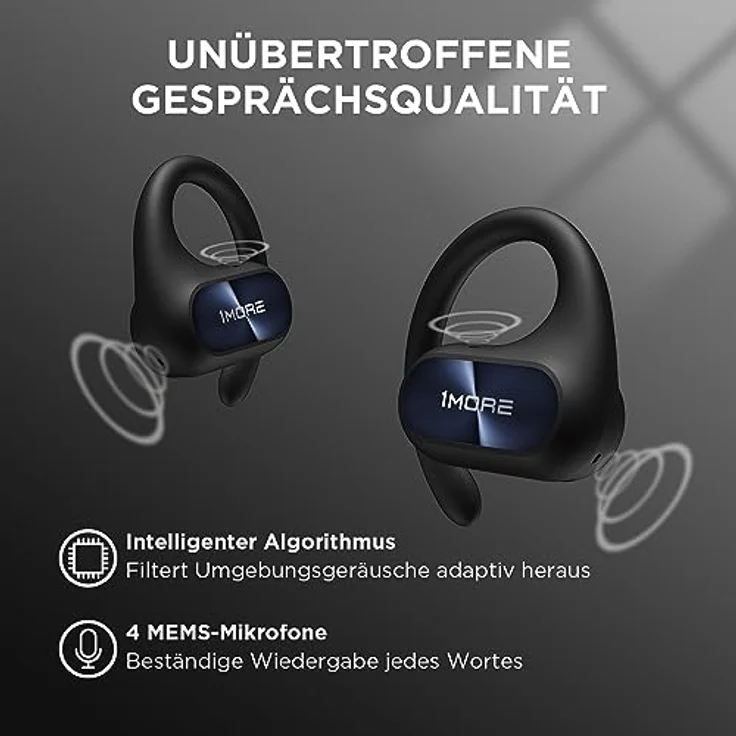 1MORE Fit SE S30 Open Ear Kopfhörer, 5.3 Bluetooth Kabellose Headphones mit 4 mikrofon, Earbuds mit Ohrbügeln, 30 Std. Spielzeit, ENC Anruf Noise Cancelling, IPX5, Ohrhörer für Büroarbeit/Sports – Bild 2