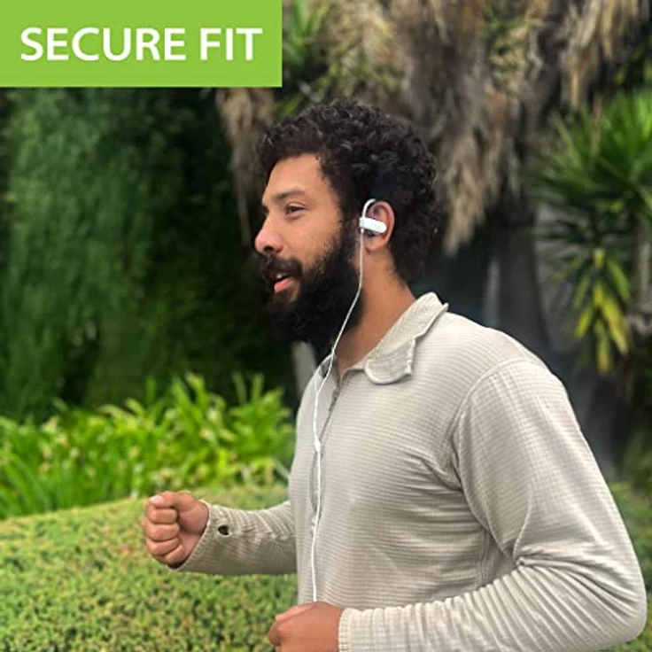 Avantree E171 Sport Bügel-Kopfhörer mit Mikrofon, Kabelgebunden Laufen Kopfhörer Ohrhörer mit Über-Ohr Haken, Running in-Ear Headset mit Ear Clips für Gym Ausarbeiten Workout Fitness - Weiß – Bild 2