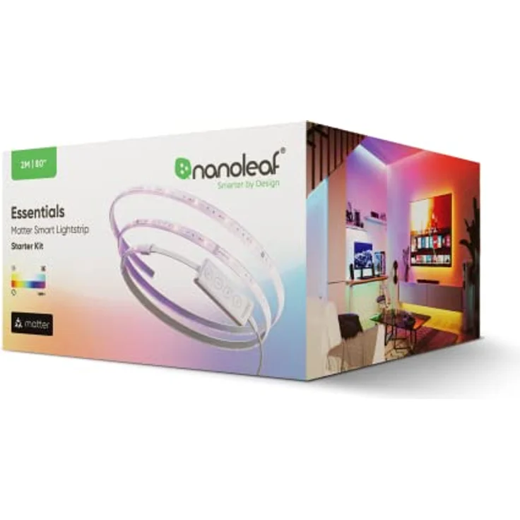 Nanoleaf Matter Essentials Lightstrip Starter Kit, 2M Smart RGBW LED Strip - Matter über Thread, Bluetooth 16 Mio. Farben LED Streifen, Bildschirm Sync, Funktioniert mit Google Apple, Deko und Gaming – Bild 2