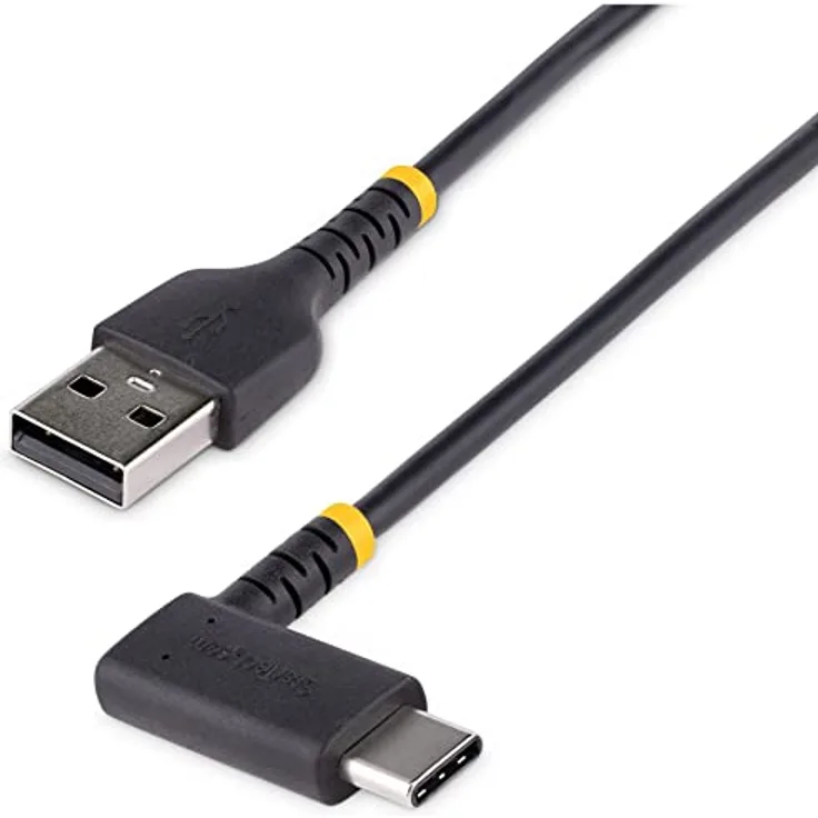 StarTech.com 15 cm USB-A Auf USB-C Ladekabel - USB-C Winkelstecker - Robustes Schnellladekabel Mit Aramidfaser - USB 2.0 A Zu Typ-C - 3A - Kurzes USB Ladekabel Für Handy, Tablets (R2ACR-15C-USB-CABLE)
