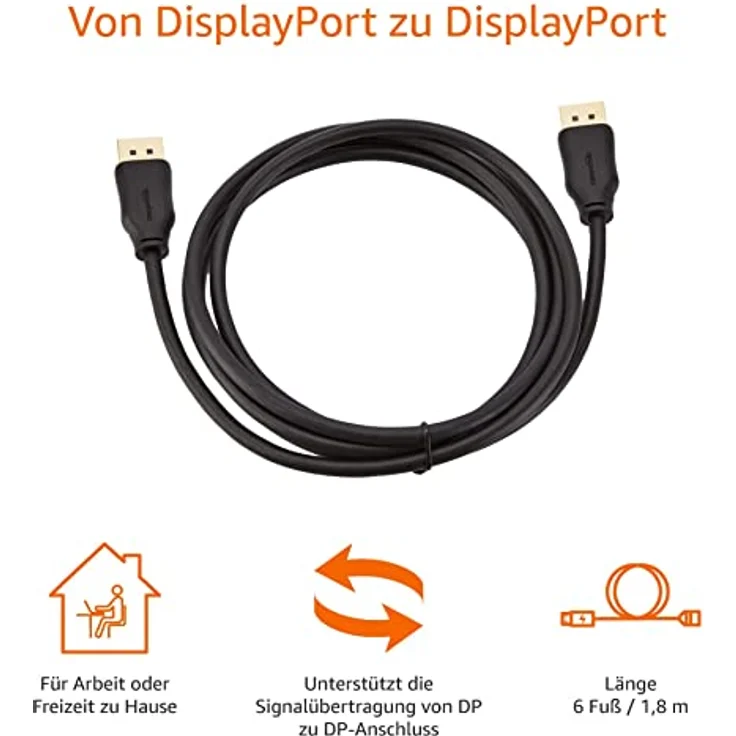 AmazonBasics - Verbindungskabel, DisplayPort auf DisplayPort, 1,8 m - Preisvergleich – Bild 3