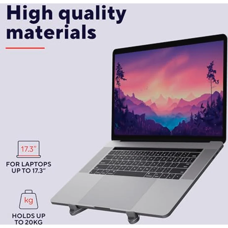 Trust Macy Faltbarer Laptop Ständer, Aluminium klappbar für Laptops bis 17.3 Zoll, 7-stufig höhenverstellbar, rutschfeste Oberfläche - Grau – Bild 5