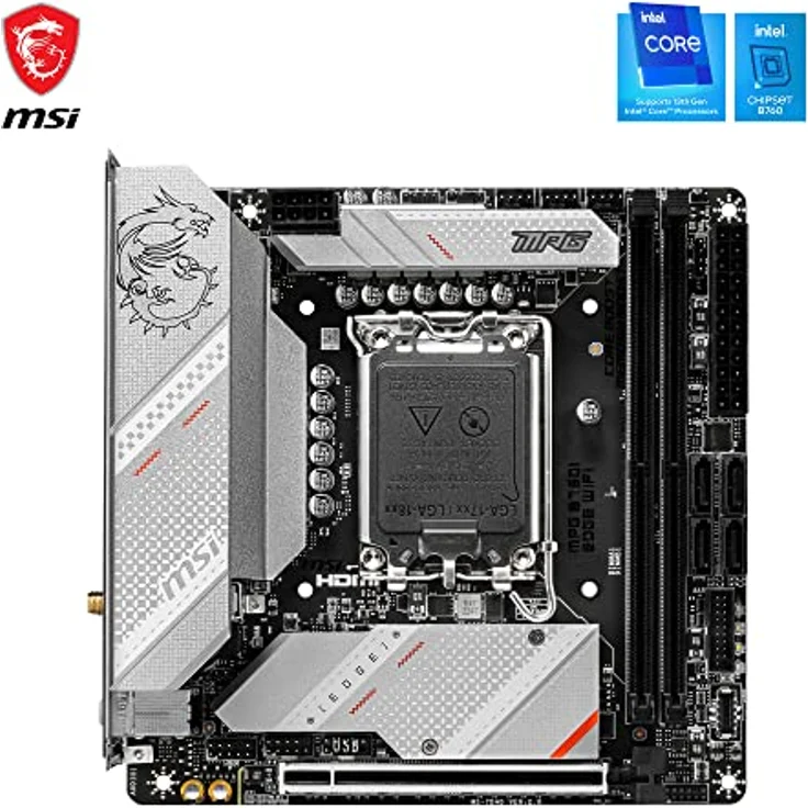MSI MPG B760I Edge WiFi Motherboard, Mini-ITX - Für Intel Core Prozessoren der 12. und 13. Gen, LGA 1700-8 Direct 90A VRM, DDR5 Memory Boost 7200+MHz/OC, PCIe 5.0 x16, 2 x M.2 Gen4, Wi-Fi 6E – Bild 2