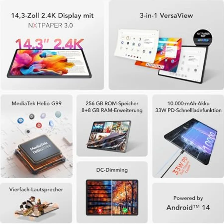TCL Bundle Nxt Paper 4gb/128gb 11´´ Tablet, Durchsichtig, NXTPAPER 3.0-Technologie, 10.000 mAh Akku – Bild 3