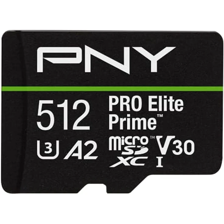 PNY microSDXC 512GB Pro Elite Prime, UHS-I, Class 10, U3, V30, A2, 200MB/s, 4K UHD + SD-Adapter – Bild 1