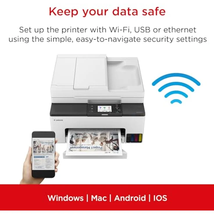 Canon MAXIFY GX2050 MegaTank Multifunktionsdrucker 4in1 (Tintenstrahl, Druck, Kopie, Scan, Fax, A4, WLAN, LAN, ADF, 6,7cm Touch LCD, 250 Blatt, Duplex, niedrige Seitenkosten, hohe Reichweite) weiß – Bild 5