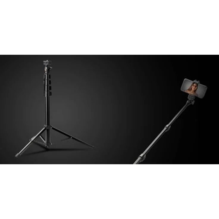 Rollei Comfort Max 2, Stativ mit 360° drehbarem Kopf, verstellbarer Höhe von 46,5 bis 157 cm, inkl. Smartphone-Halterung und Bluetooth-Fernbedienung – Bild 10