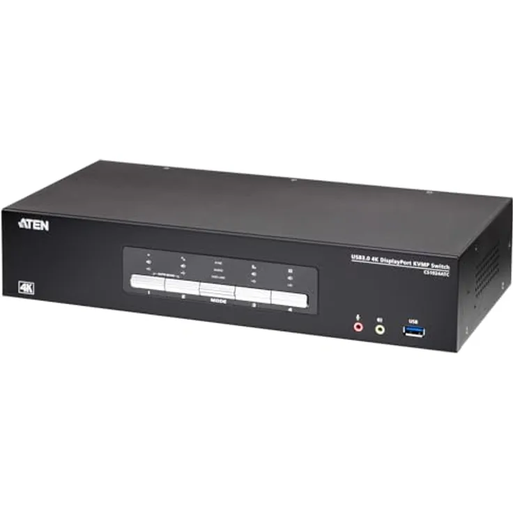 ATEN CS1924ATC 4-Port USB 3.0 4K DisplayPort KVM Switch für ATC, unterstützt Bildschirmauflösungen von 2048 x 2048 @ 60Hz, Null-Sekunden-Umschaltung