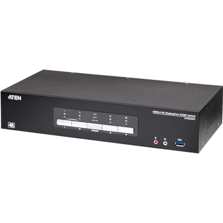 ATEN CS1924ATC 4-Port USB 3.0 4K DisplayPort KVM Switch für ATC, unterstützt Bildschirmauflösungen von 2048 x 2048 @ 60Hz, Null-Sekunden-Umschaltung – Bild 1