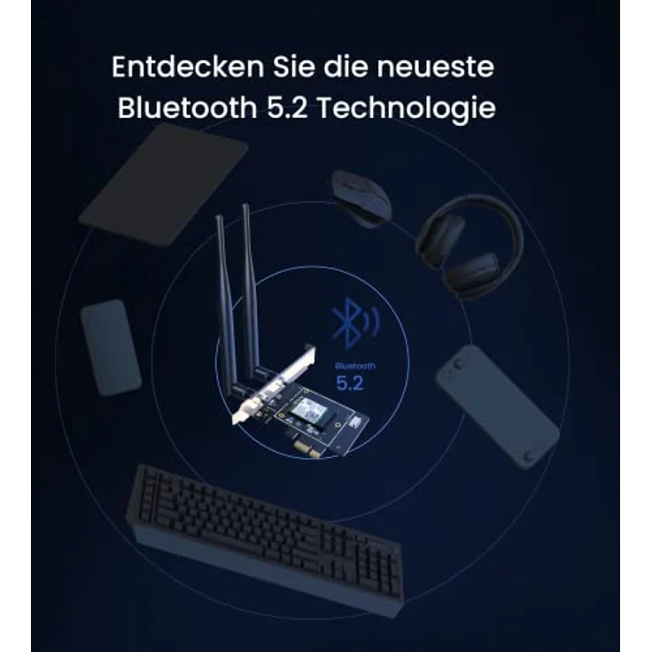 Tenda AX5400 WLAN Karte WiFi 6E - Tri-Band WLAN Bluetooth 5.2 Karte(6G/5G/2.4G) - PCIe WLAN Karte für PC - 5400Mbit/s WiFi Card mit Intel AX210 - Kompatibel mit Windows 11/10(64-bit) – Bild 5