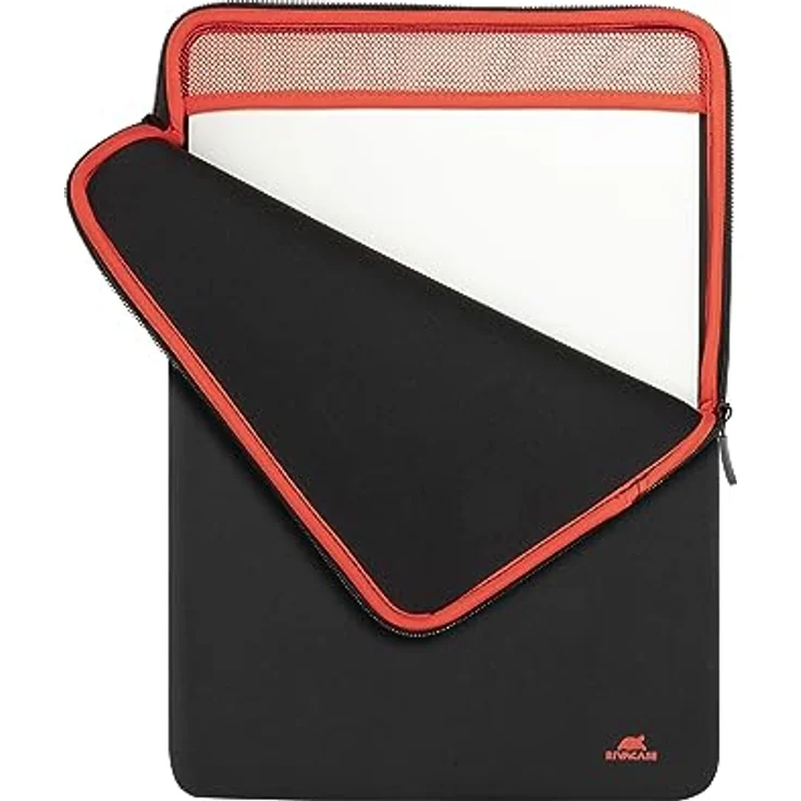 Rivacase vertikale Laptophülle Sleeve, wasserabweisende und ultraleichte Notebooktasche für Laptops bis 15,6 Zoll, stoßfest, schwarz – Bild 3