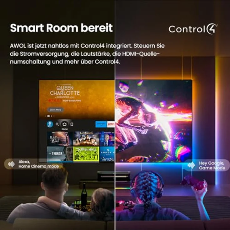 AWOL VISION LTV-3000 Pro 4K 3D RGB Laser Ultrakurzdistanz Beamer, Dolby Vision & Atmos, HDR10+, 150" UST Laser TV Beamer Heimkino Laser Projector (inkl. Fire TV Stick 4K Max) - Schwarz – Bild 4