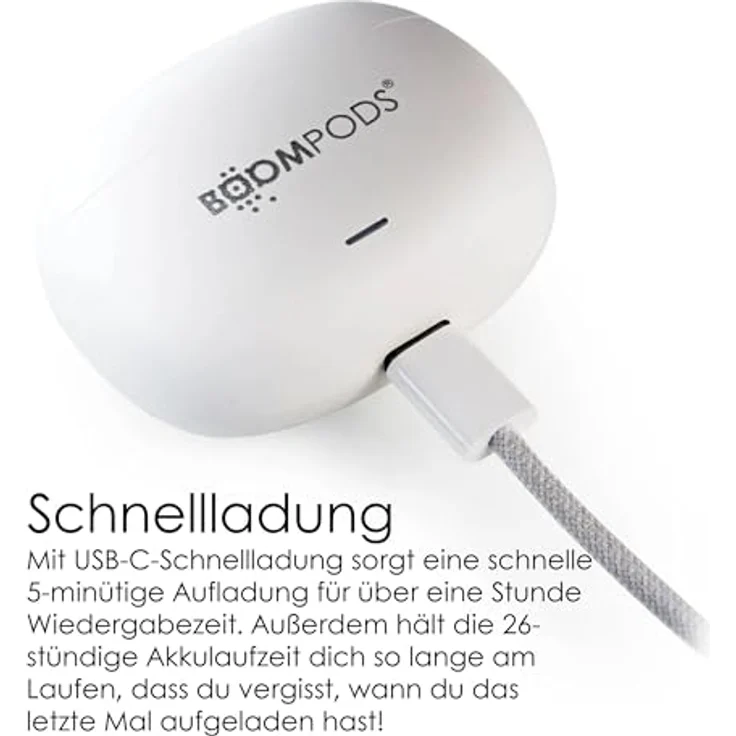 Boompods Bluetooth-Kopfhörer 5.3 ANC Open-Ear Sport IPX4, kabellos, 6 Stunden Akkulaufzeit, Weiß – Bild 6