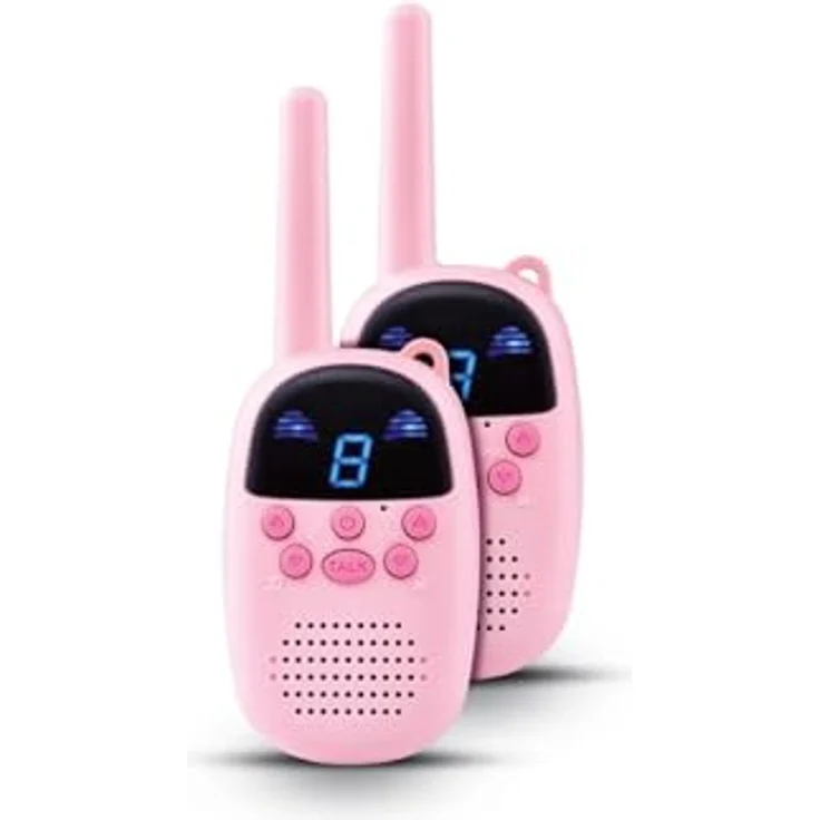 SilverCrest Kinder Walkie Talkie Set, Funkgerät bis 8 km Reichweite, rosa mit 5 Ruftönen und LED-Display – Bild 1