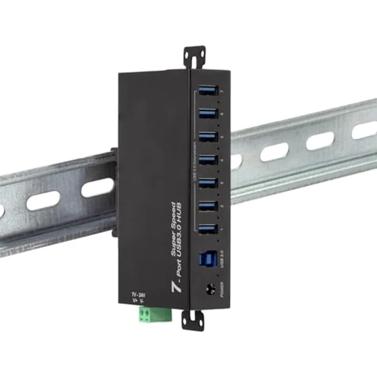 LogiLink 7-Port Hub (USB 3.0) mit Netzteil, Industrieausführung, 5 Gbit/s, 10 W, Überstrom-, Überspannungs- und Kurzschlussschutz, schwarz – Bild 3